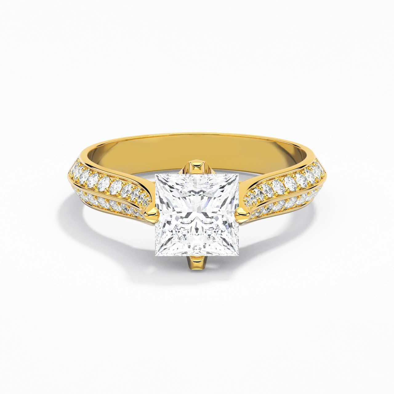 Pavé Est Ouest Bague de fiançailles 1.50ct Zircon cubique