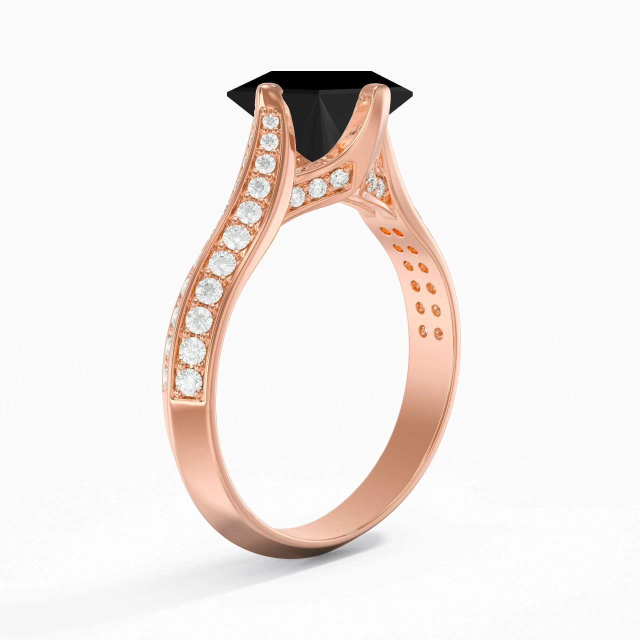 Pavé Est Ouest Bague de fiançailles 1.50ct Zircon cubique