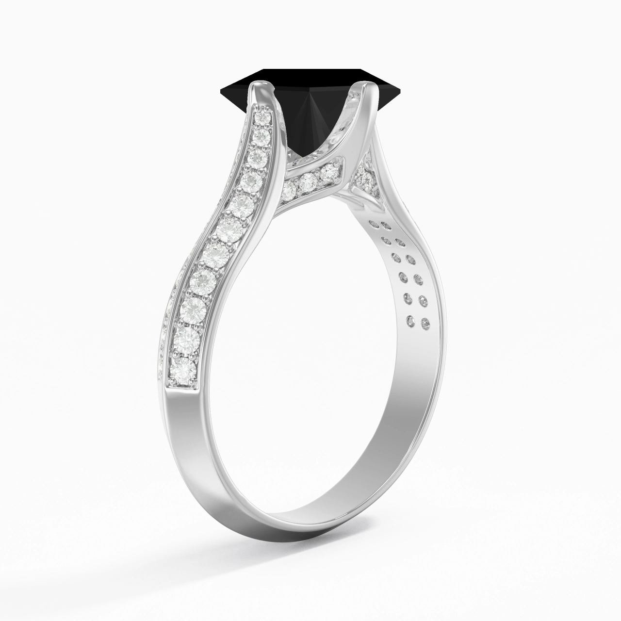 Pavé Est Ouest Bague de fiançailles 1.50ct Zircon cubique