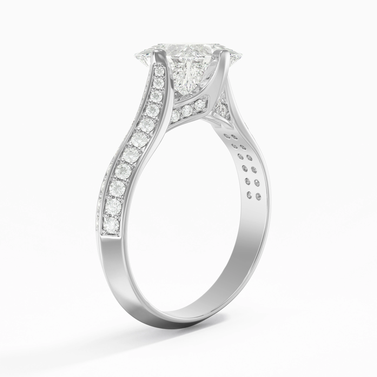 Pavé Est Ouest Bague de fiançailles 1.50ct Zircon cubique