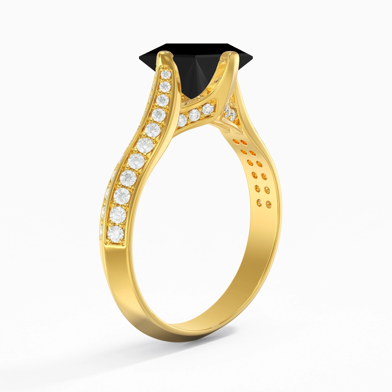 Pavé Est Ouest Bague de fiançailles 1.50ct Zircon cubique