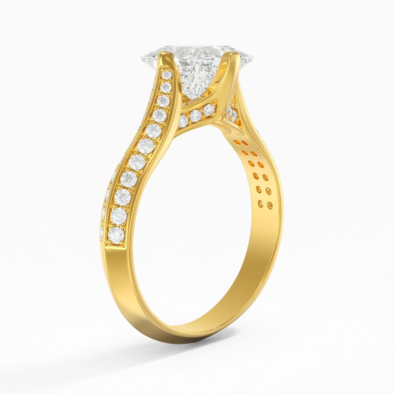 Pavé Est Ouest Bague de fiançailles 1.50ct Zircon cubique