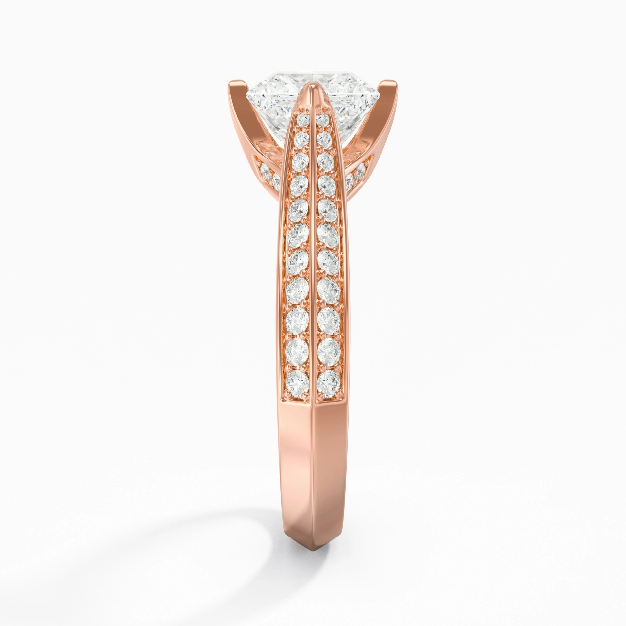 Pavé Oriente - Occidente Anillo de Compromiso 1.50ct Moissanita