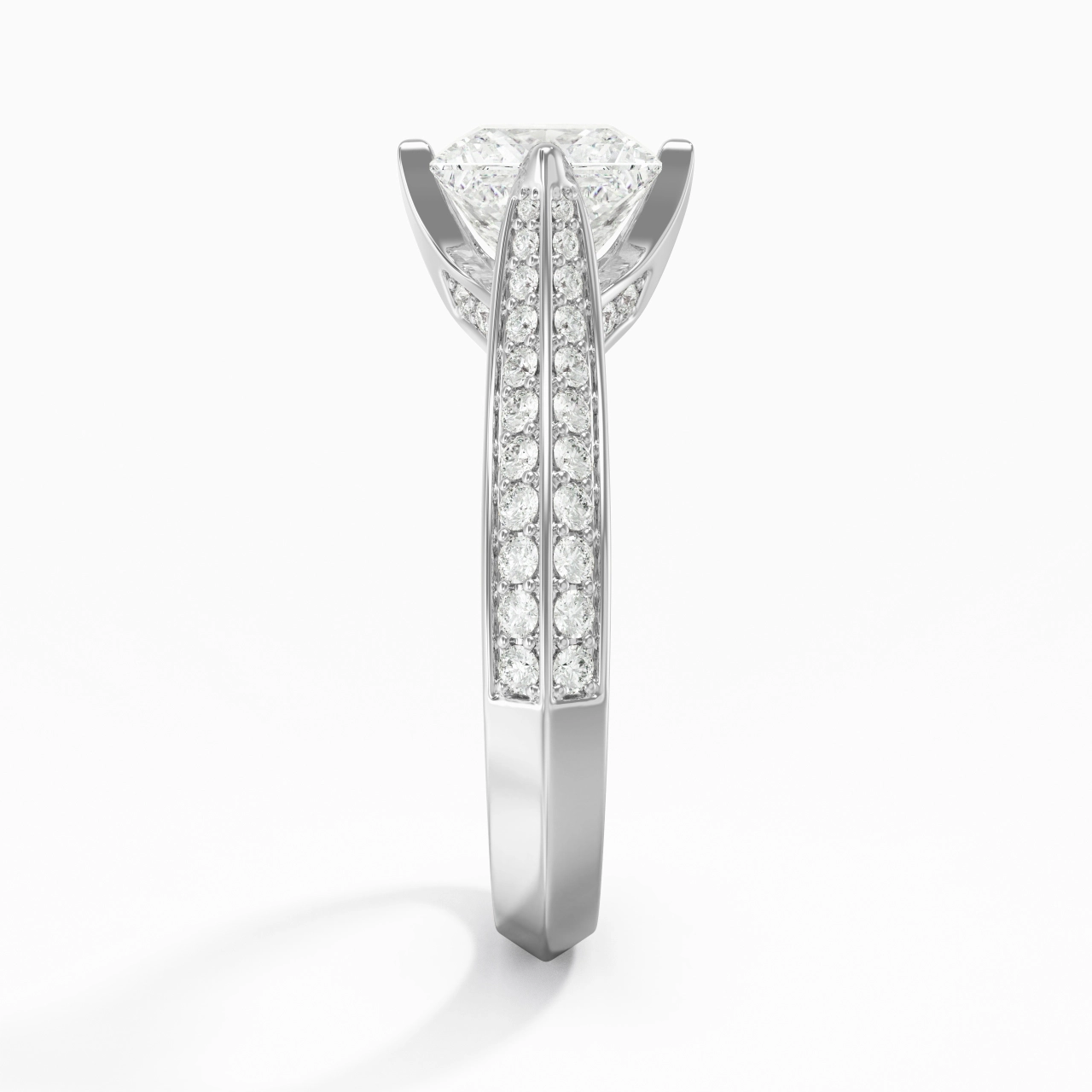 Pavé Est Ouest Bague de fiançailles 1.50ct Zircon cubique