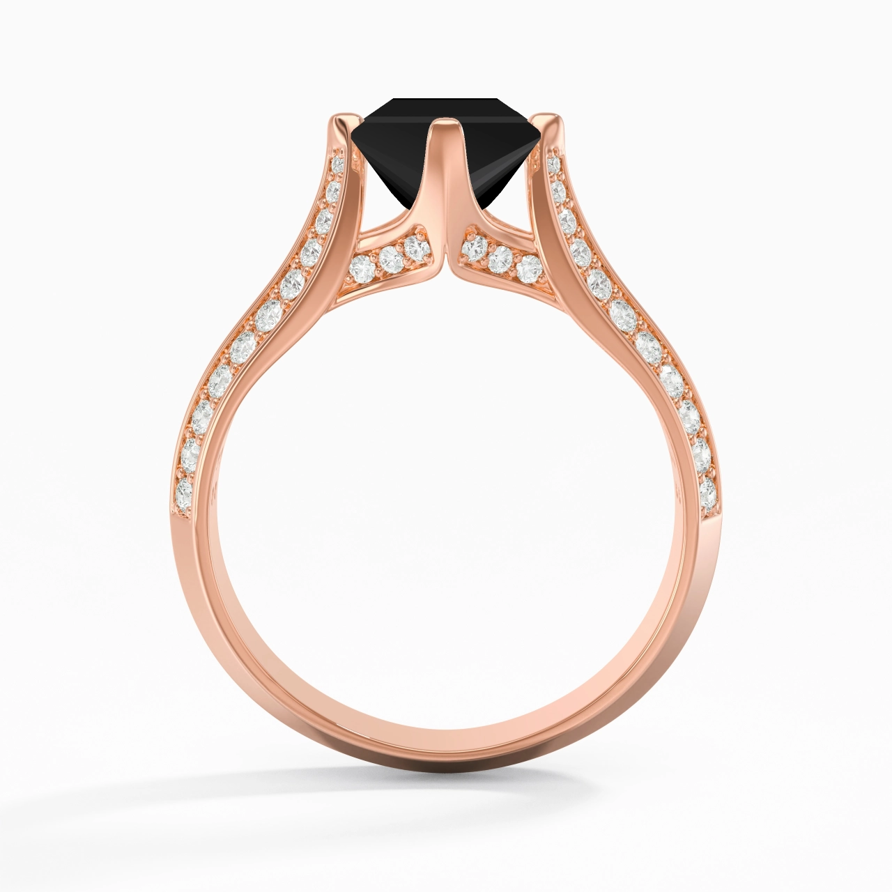 Pavé Est Ouest Bague de fiançailles 1.50ct Zircon cubique