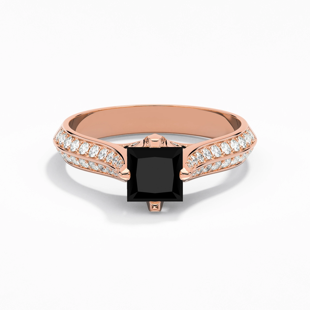 Pavé Est Ouest Bague de fiançailles 1.00ct Zircon cubique