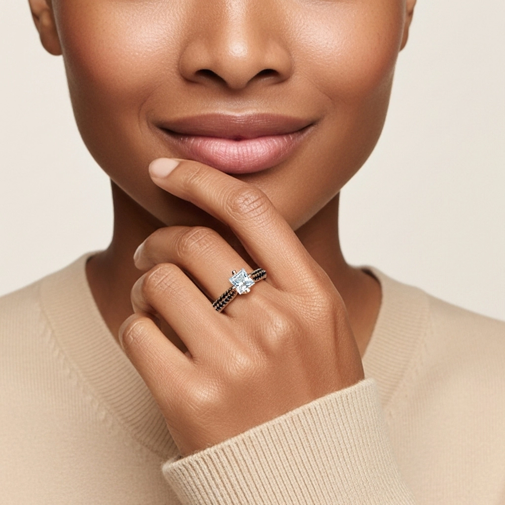 Classique Princesse 1.50ct Zircon cubique Bague de fiançailles