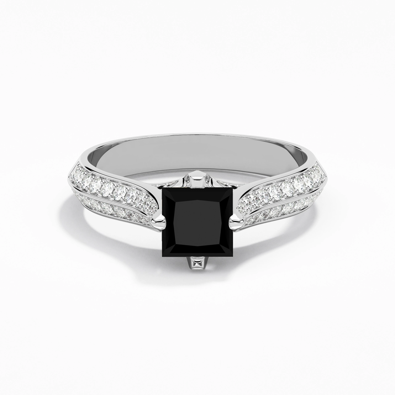 Pavé Est Ouest Bague de fiançailles 1.00ct Zircon cubique