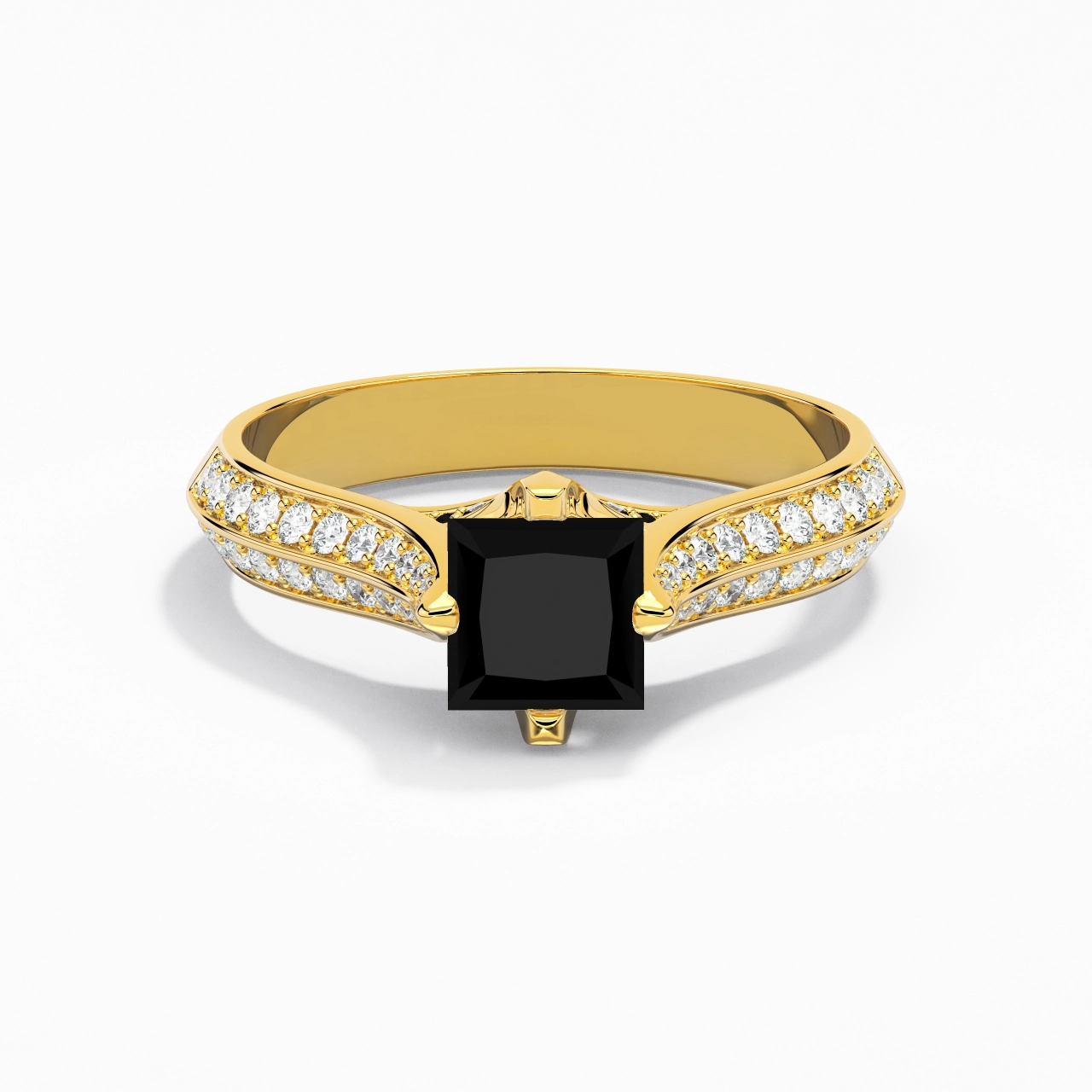 Pavé Est Ouest Bague de fiançailles 1.00ct Zircon cubique