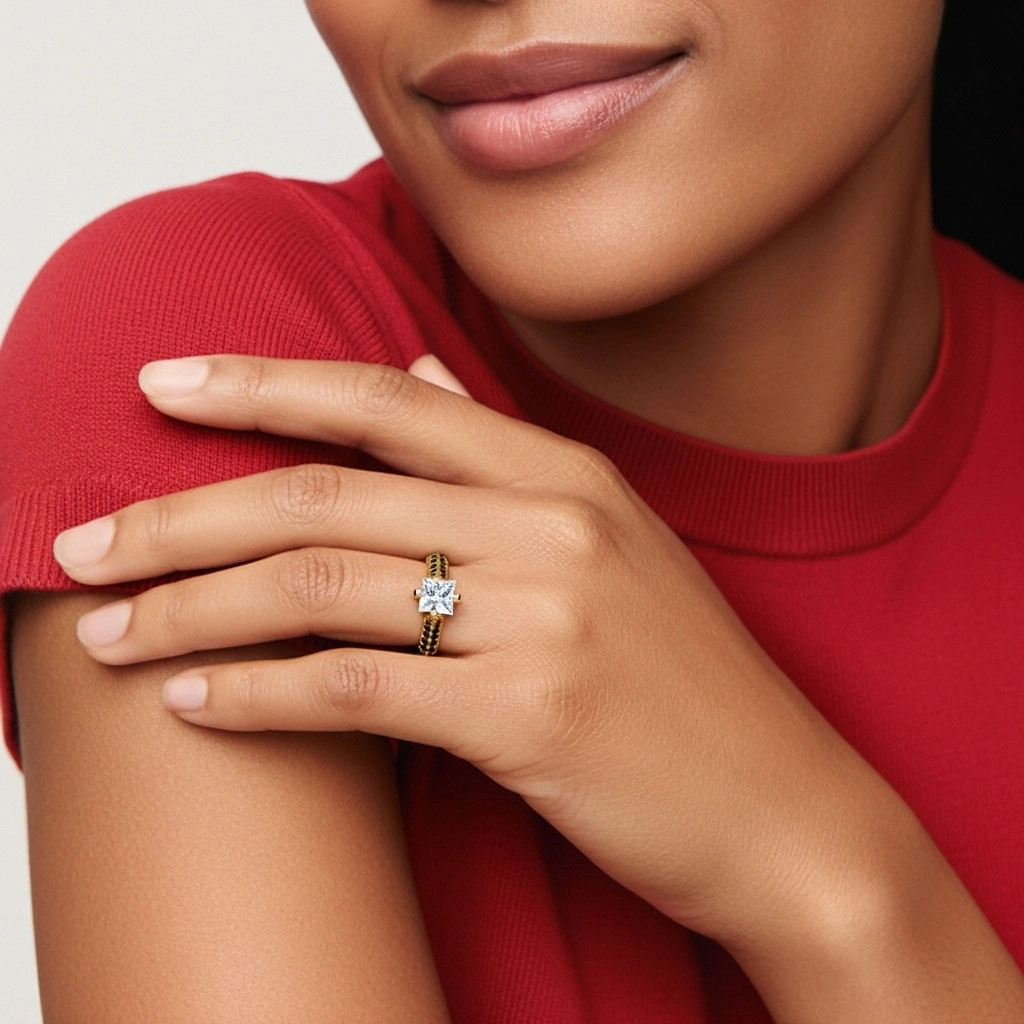 Classique Princesse 1.50ct Zircon cubique Bague de fiançailles