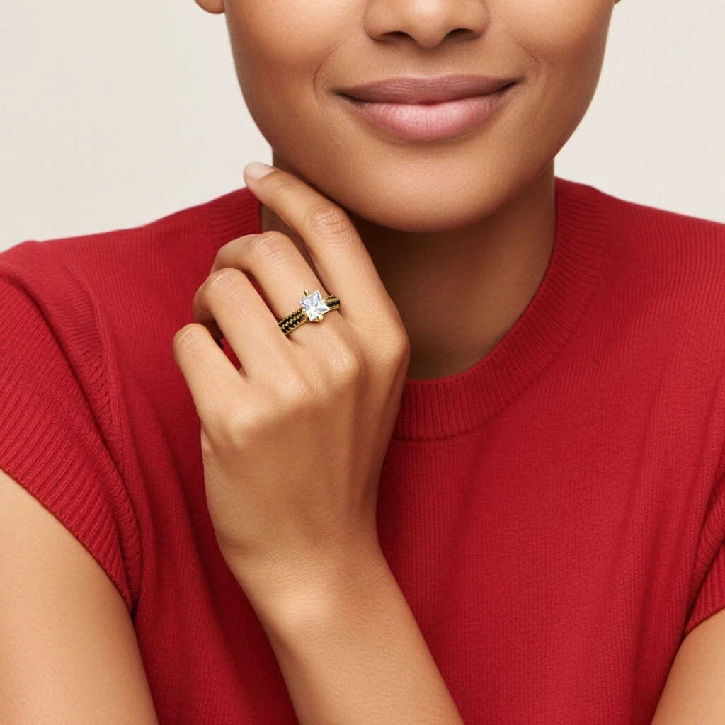 Classique Princesse 1.50ct Zircon cubique Bague de fiançailles