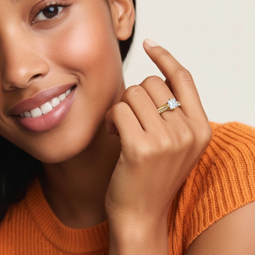 Pavé Est Ouest Bague de fiançailles 1.50ct Zircon cubique