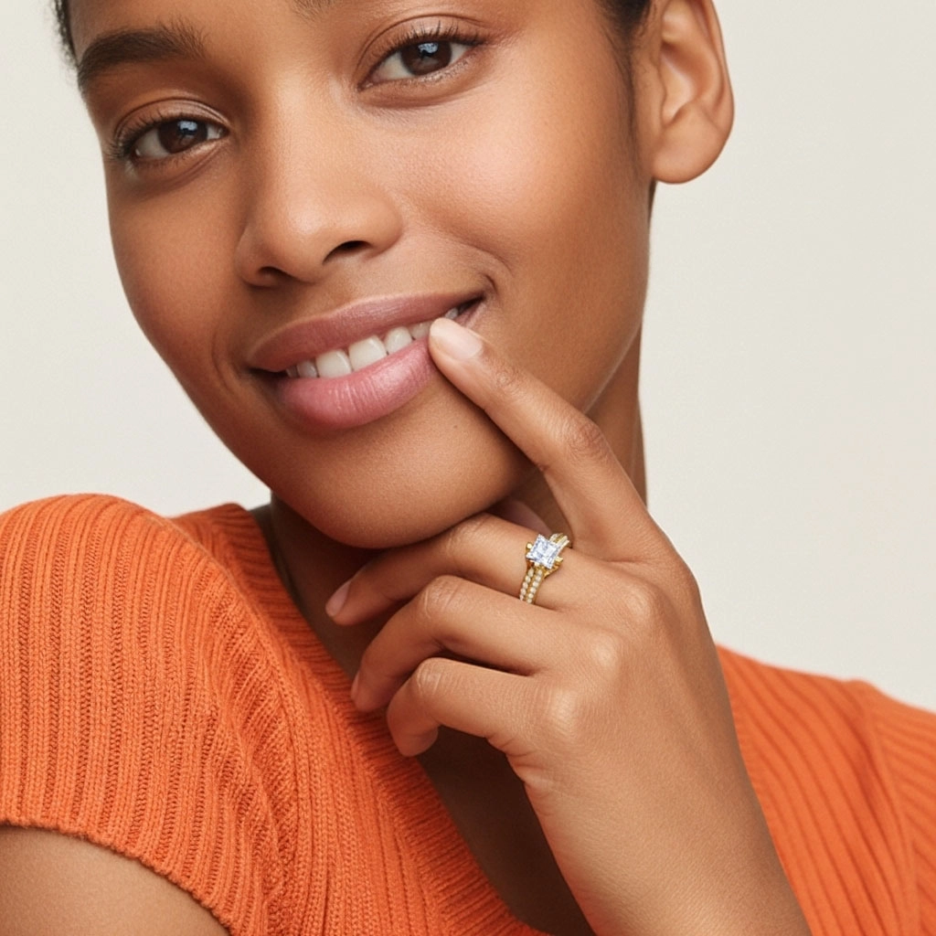 Pavé Est Ouest Bague de fiançailles 1.50ct Zircon cubique