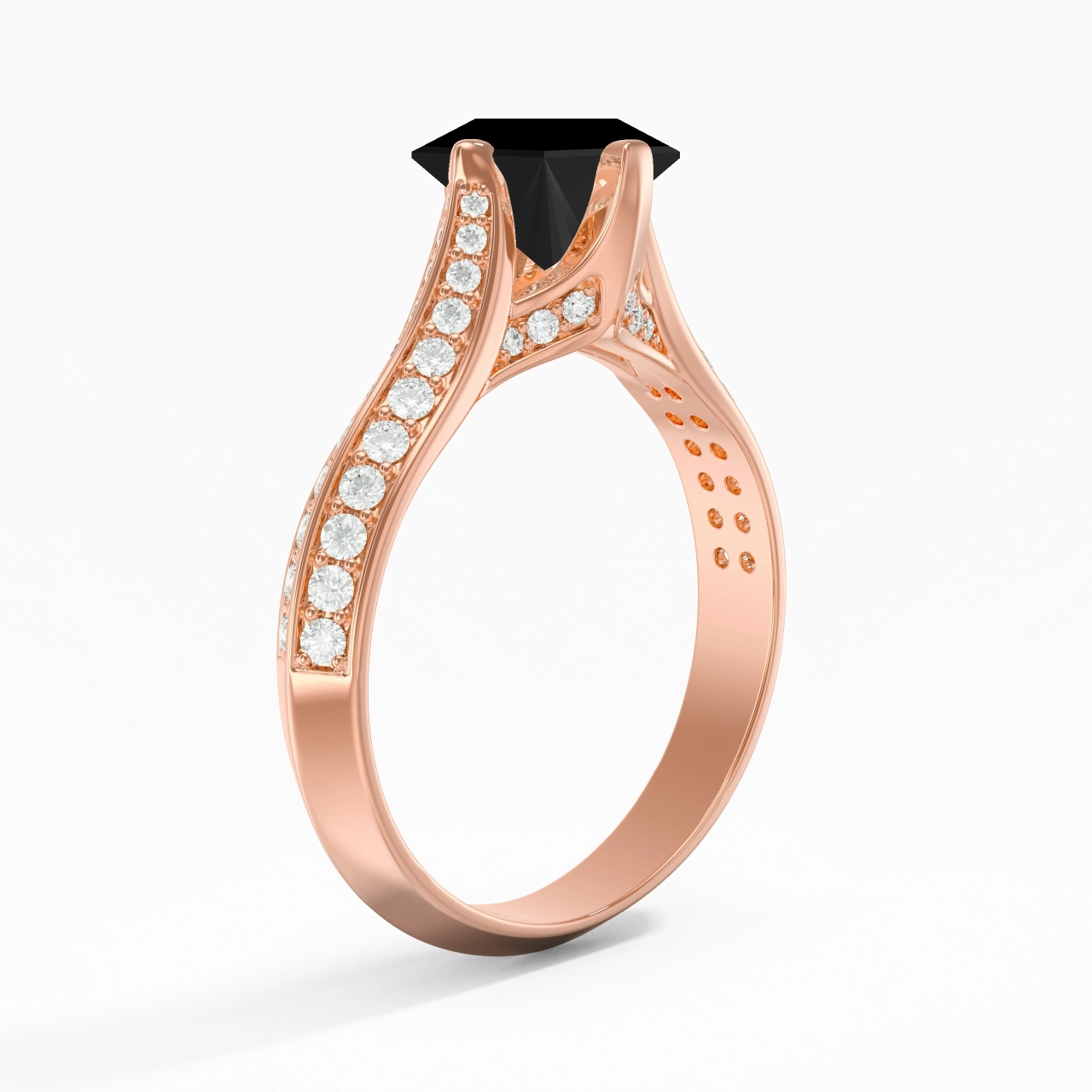 Pavé Est Ouest Bague de fiançailles 1.00ct Zircon cubique