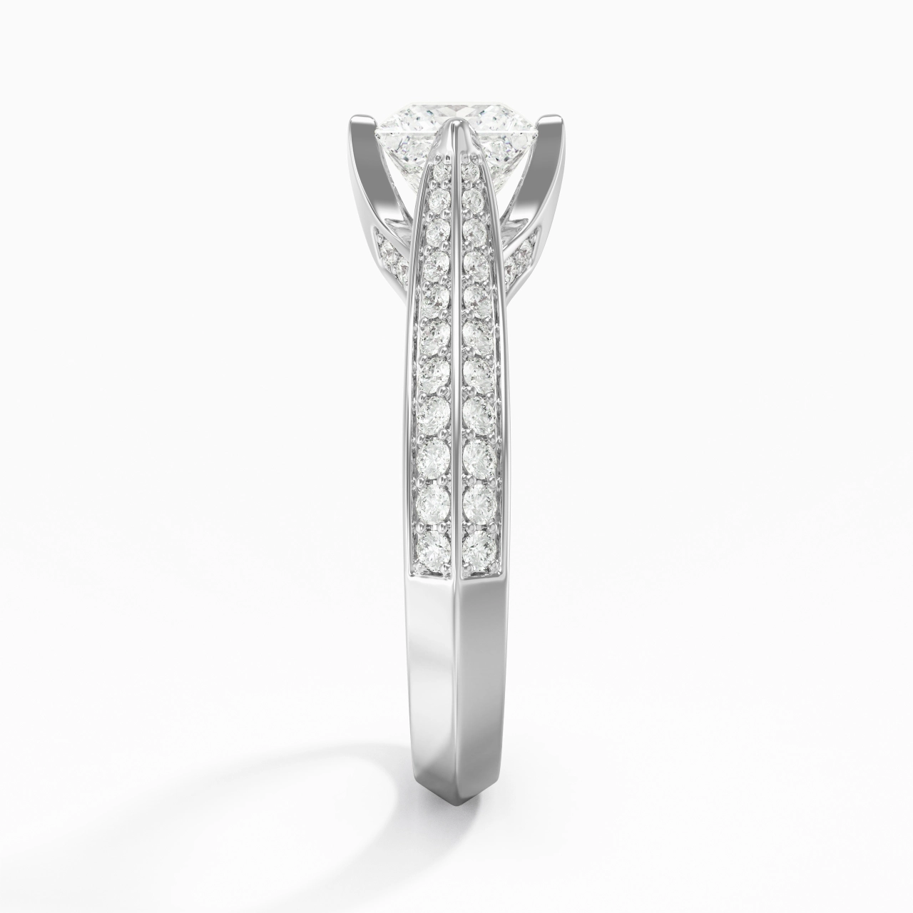 Pavé Est Ouest Bague de fiançailles 1.00ct Zircon cubique