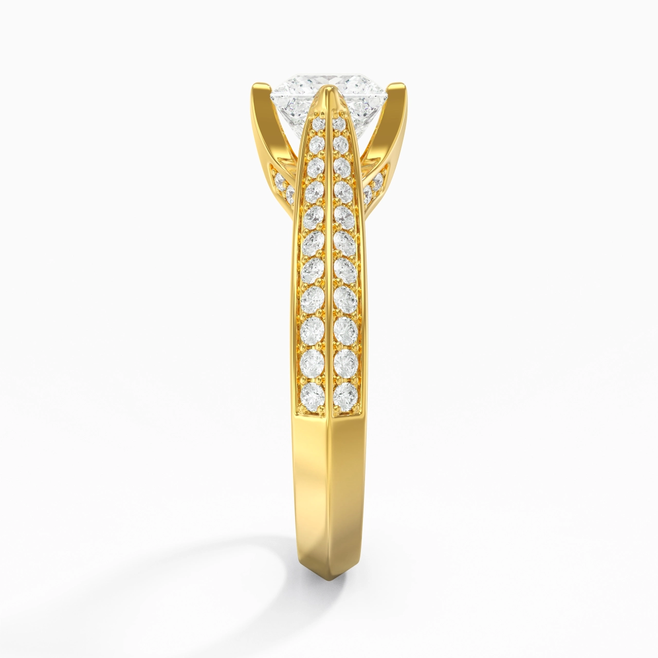 Pavé Est Ouest Bague de fiançailles 1.00ct Zircon cubique