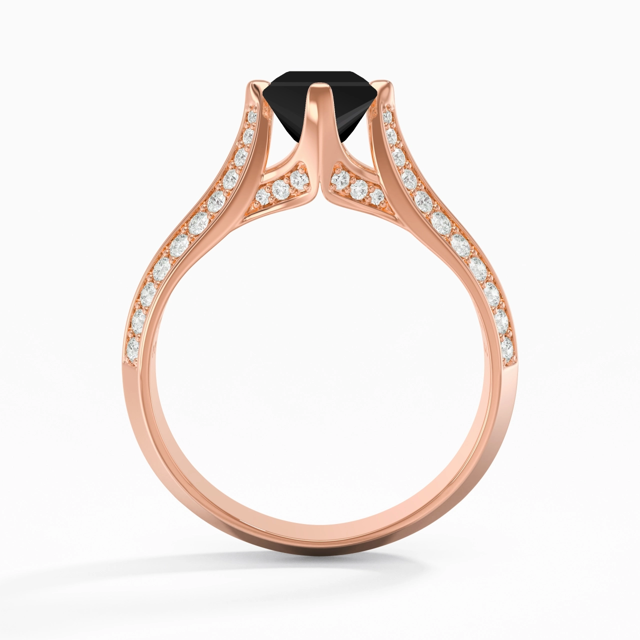 Pavé Est Ouest Bague de fiançailles 1.00ct Zircon cubique