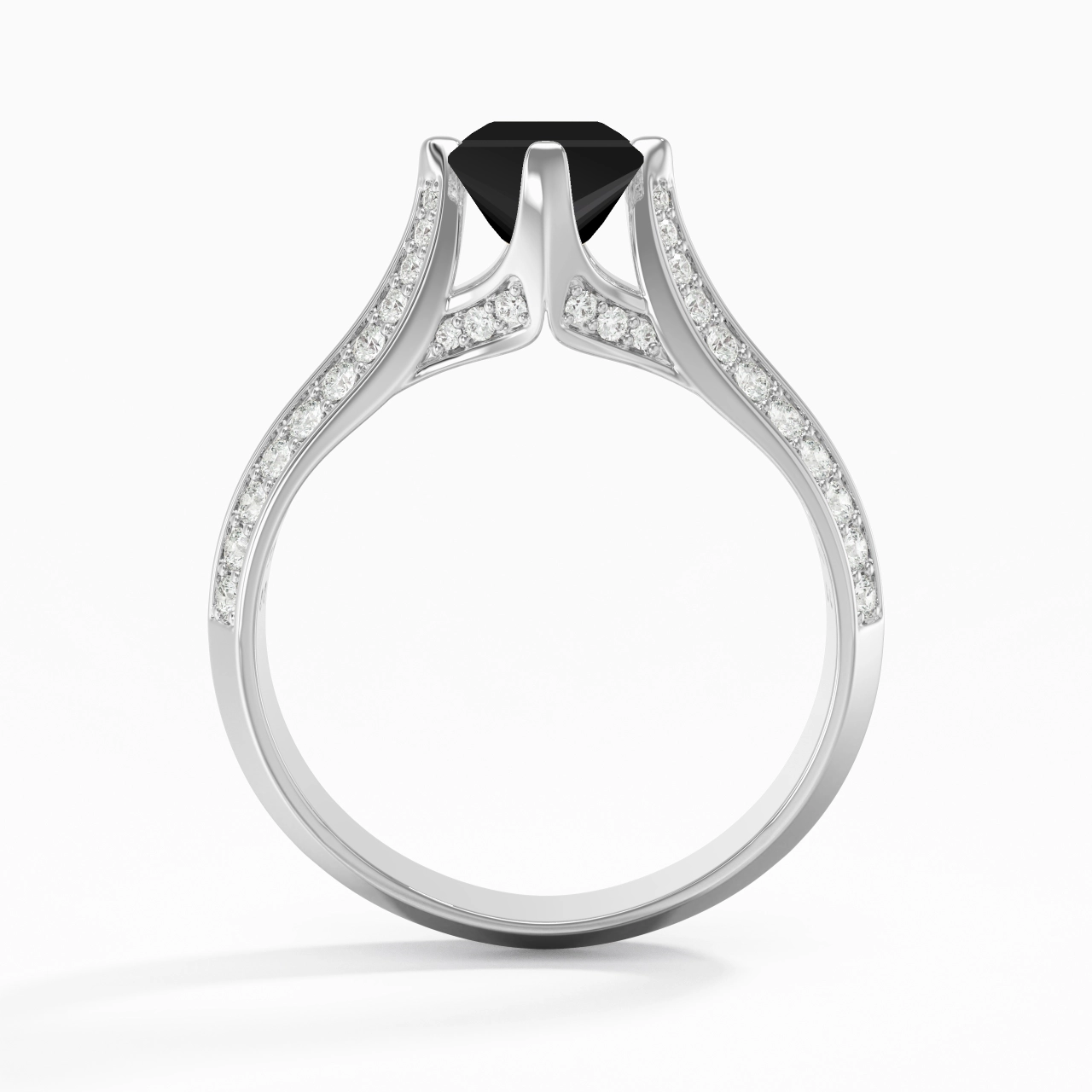 Pavé Est Ouest Bague de fiançailles 1.00ct Zircon cubique