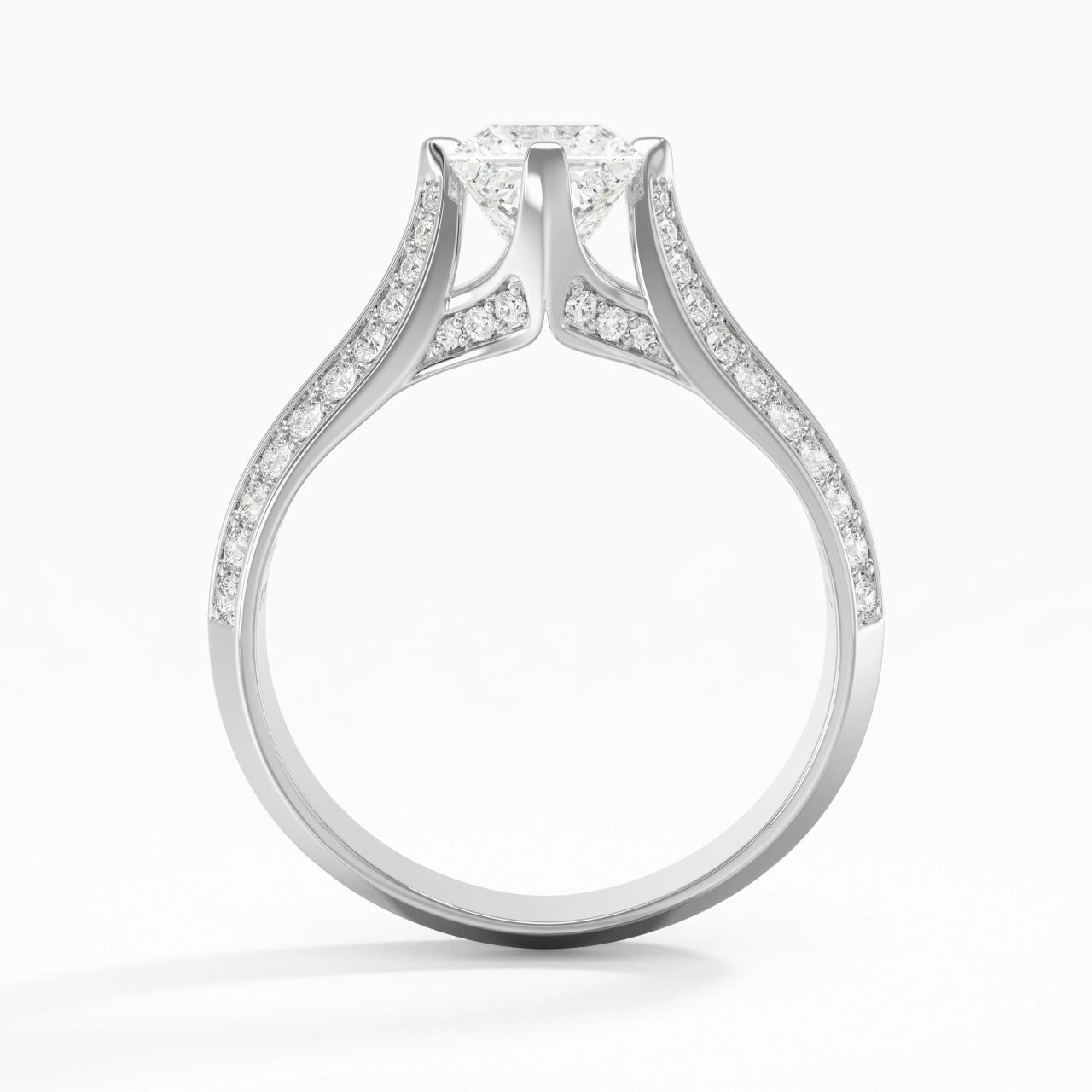Pavé Est Ouest Bague de fiançailles 1.00ct Zircon cubique