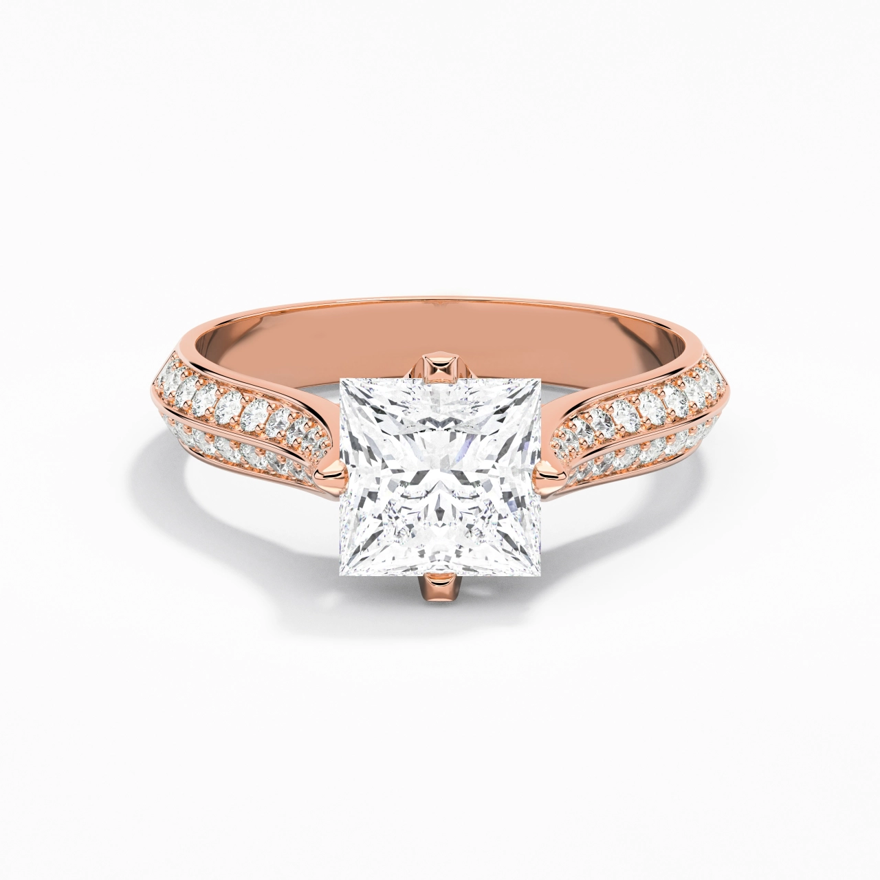 Pavé Oriente - Occidente Anillo de Compromiso 2.00ct Moissanita