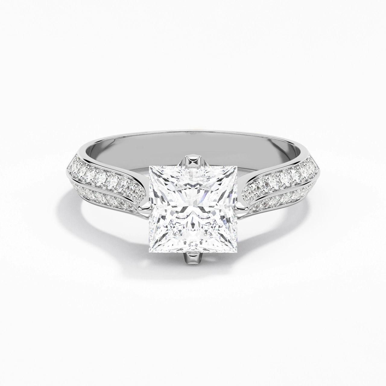 Pavé Est Ouest Bague de fiançailles 2.00ct Moissanite