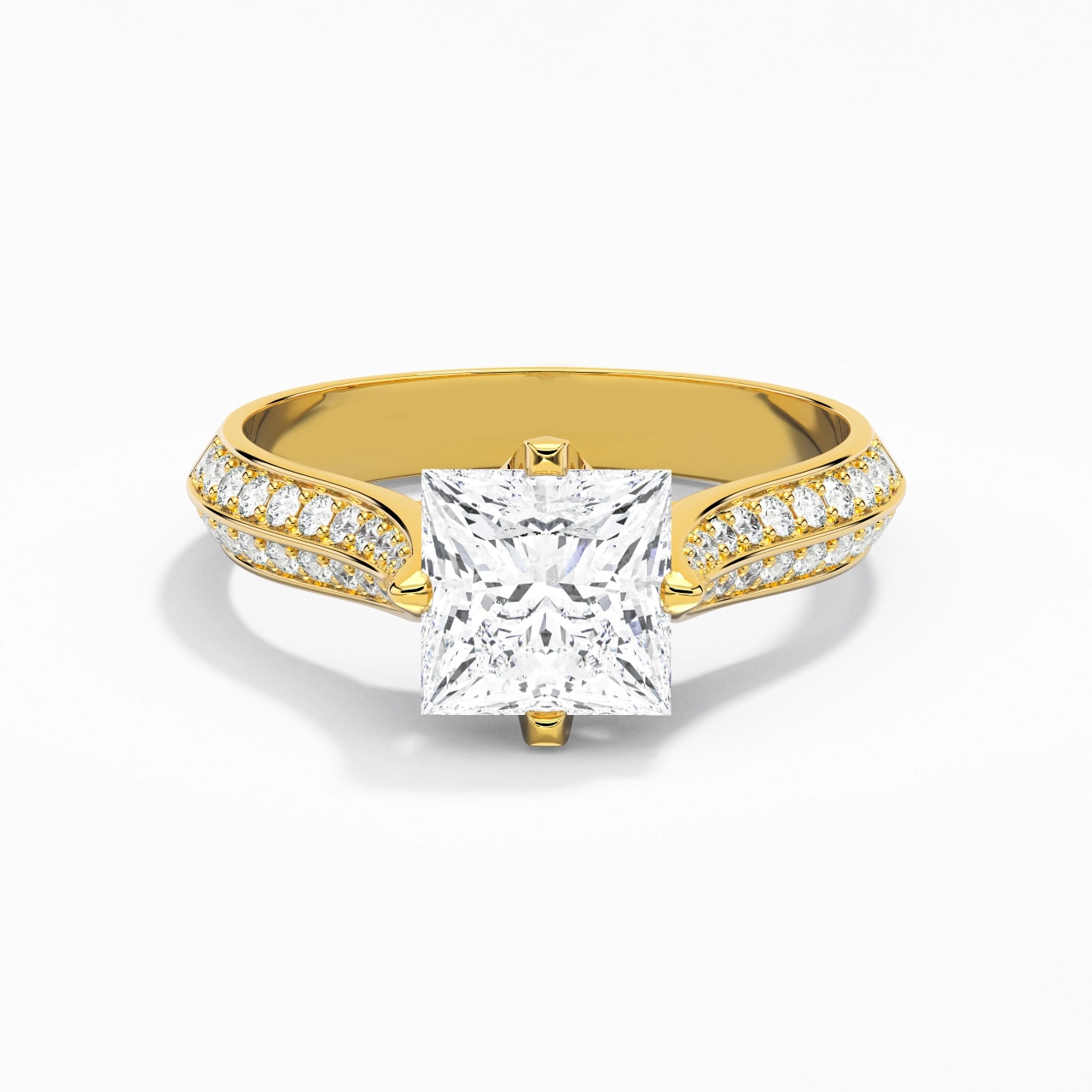 Pavé Est Ouest Bague de fiançailles 2.00ct Zircon cubique