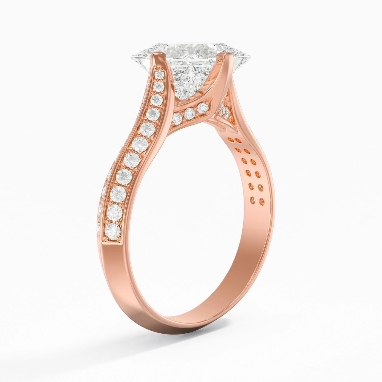 Pavé Oriente - Occidente Anillo de Compromiso 2.00ct Moissanita