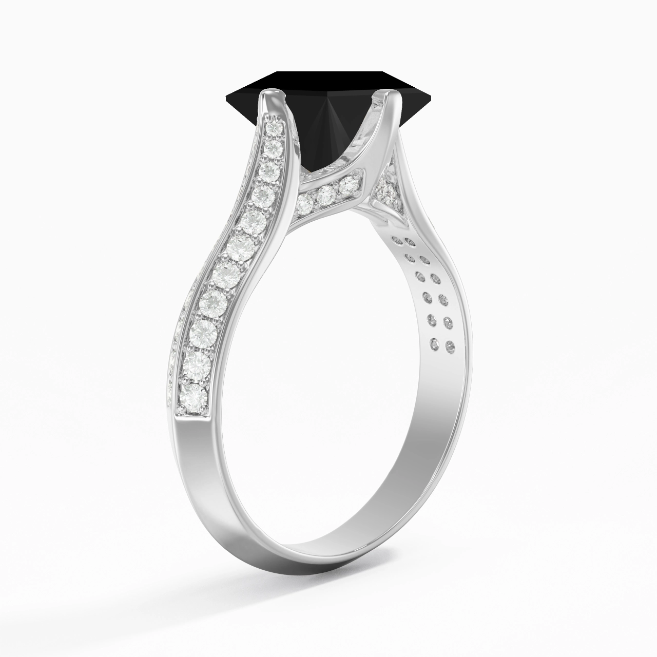 Pavé Est Ouest Bague de fiançailles 2.00ct Zircon cubique