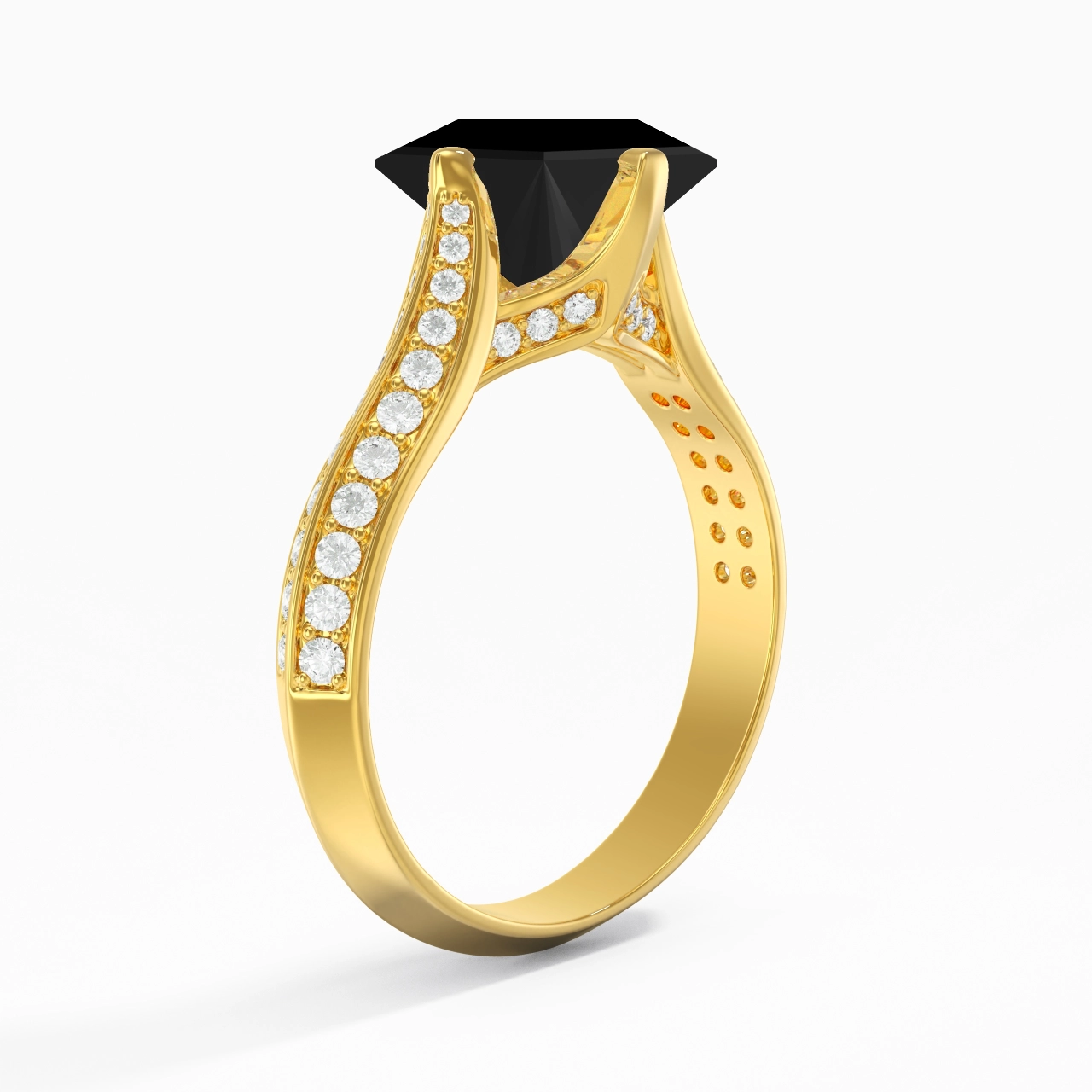 Pavé Est Ouest Bague de fiançailles 2.00ct Zircon cubique