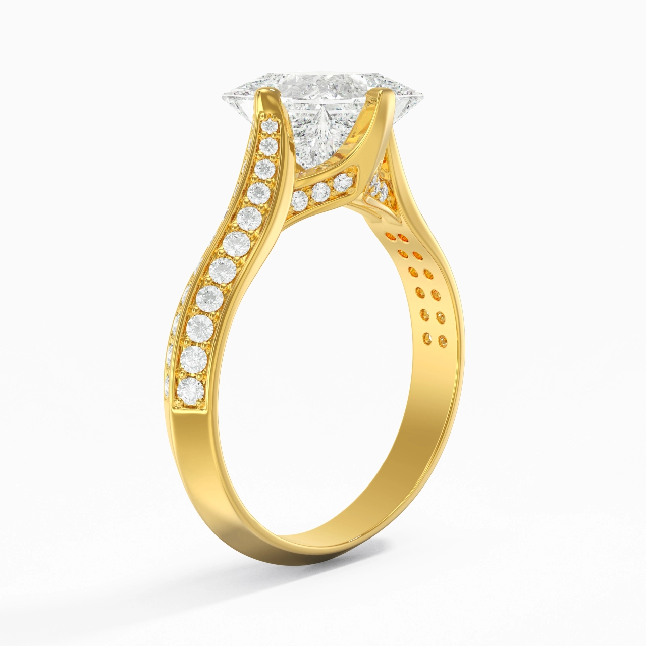 Pavé Est Ouest Bague de fiançailles 2.00ct Zircon cubique