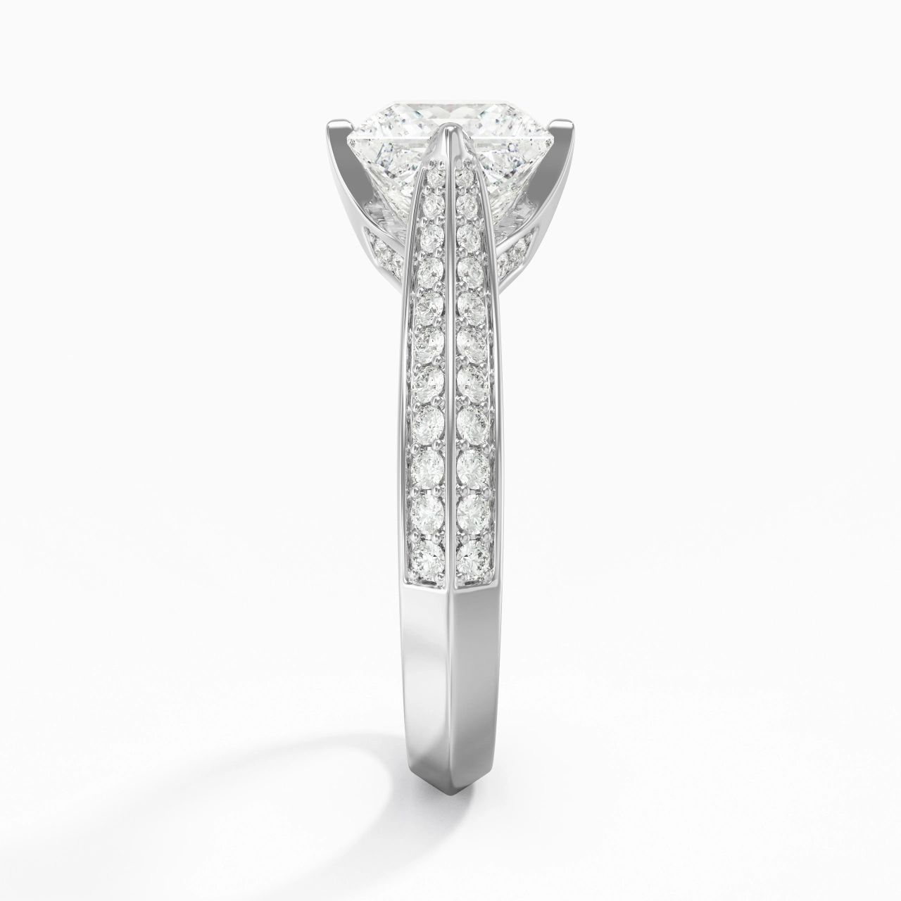 Pavé Est Ouest Bague de fiançailles 2.00ct Moissanite