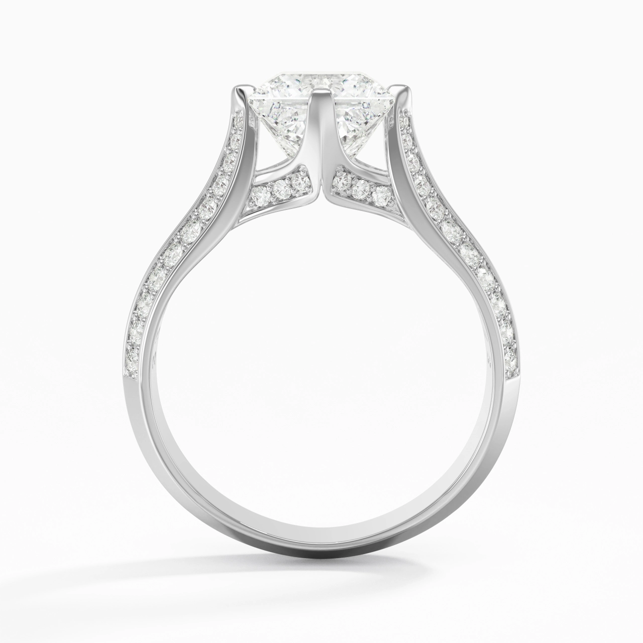 Pavé Est Ouest Bague de fiançailles 2.00ct Moissanite
