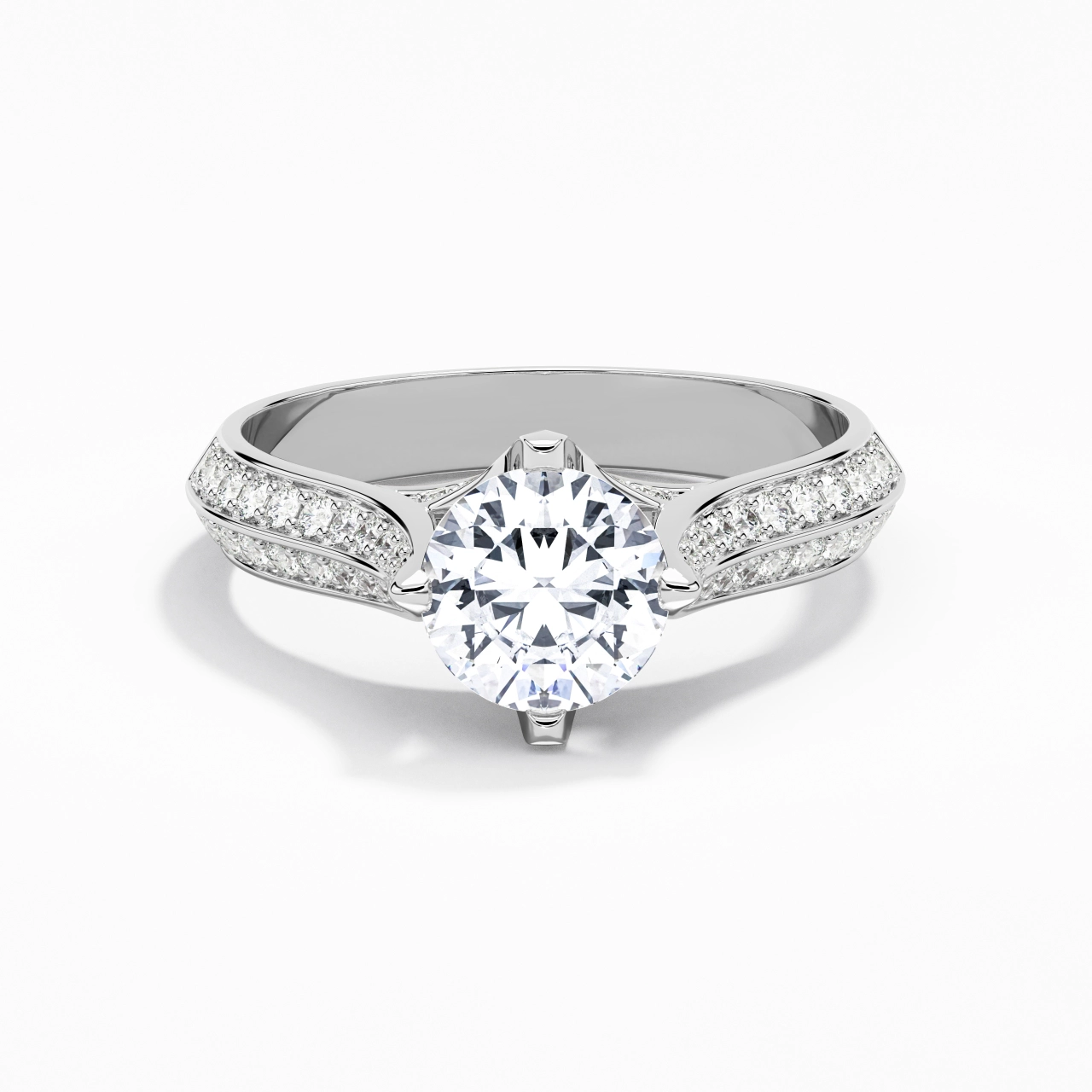 Pavé East West Engagement Ring 1.50ct Moissanite