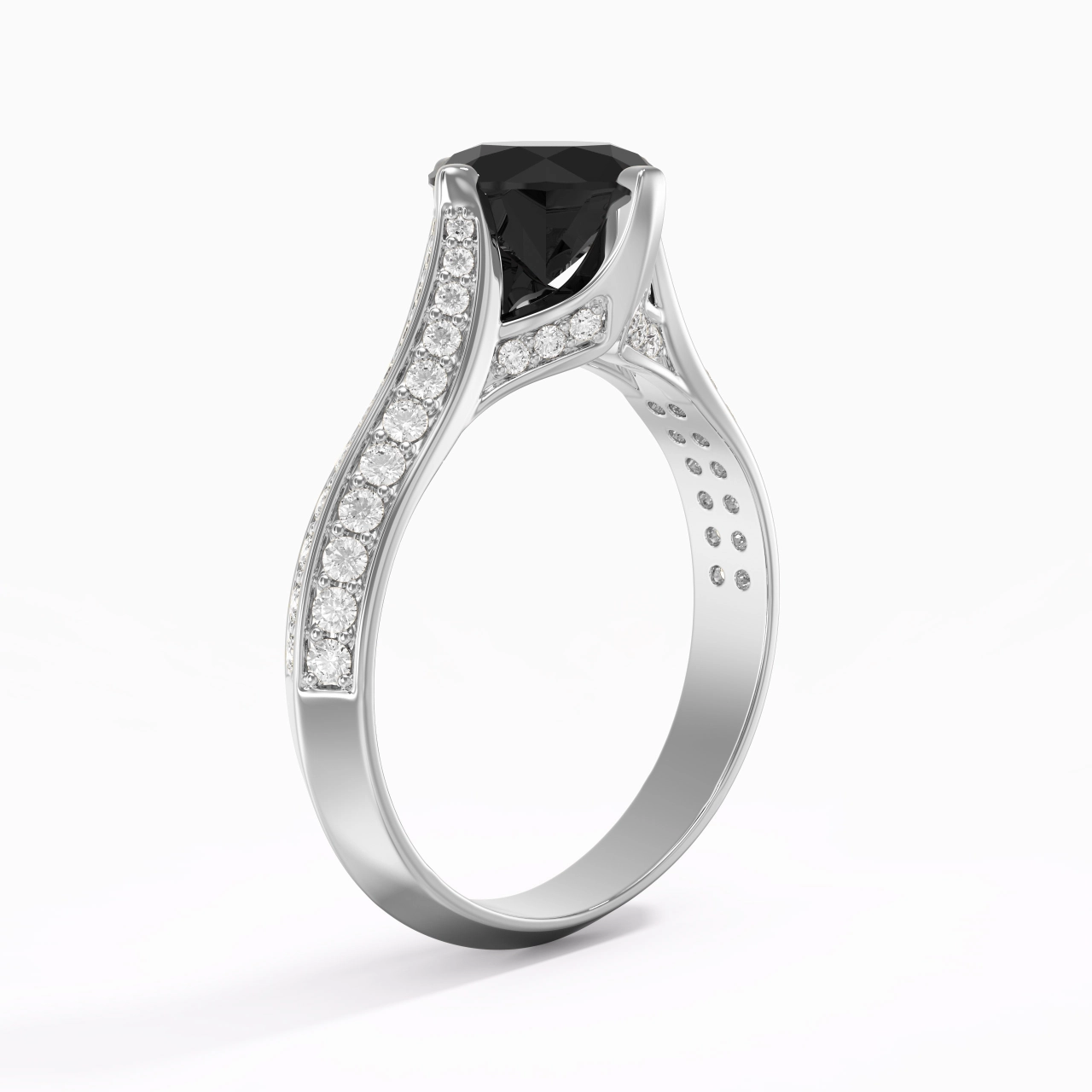 Pavé Est Ouest Bague de fiançailles 1.50ct Zircon cubique