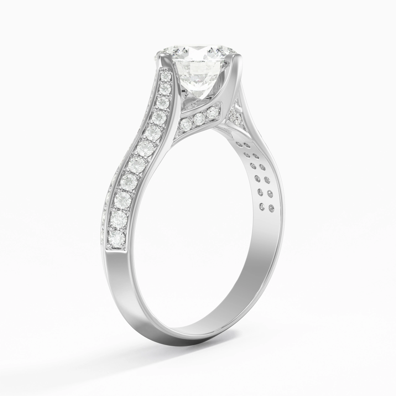 Pavé East West Engagement Ring 1.50ct Cubic Zirconia