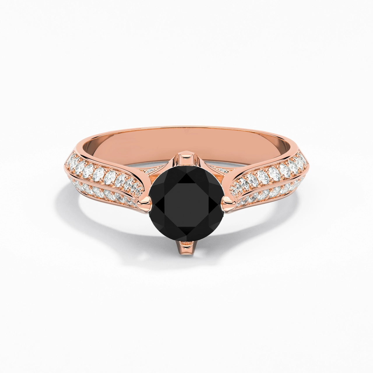 Pavé Est Ouest Bague de fiançailles 1.00ct Zircon cubique