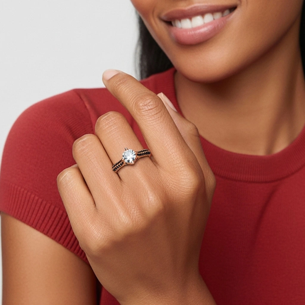 Classique Rond 1.50ct Zircon cubique Bague de fiançailles