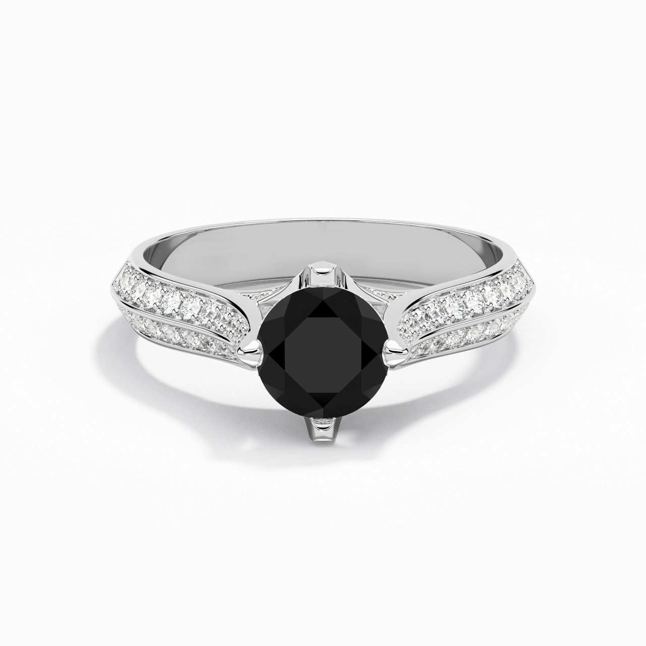 Pavé Est Ouest Bague de fiançailles 1.00ct Zircon cubique