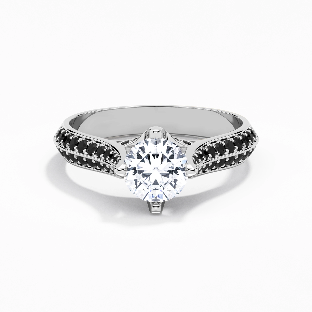 Classique Rond 1.00ct Zircon cubique Bague de fiançailles