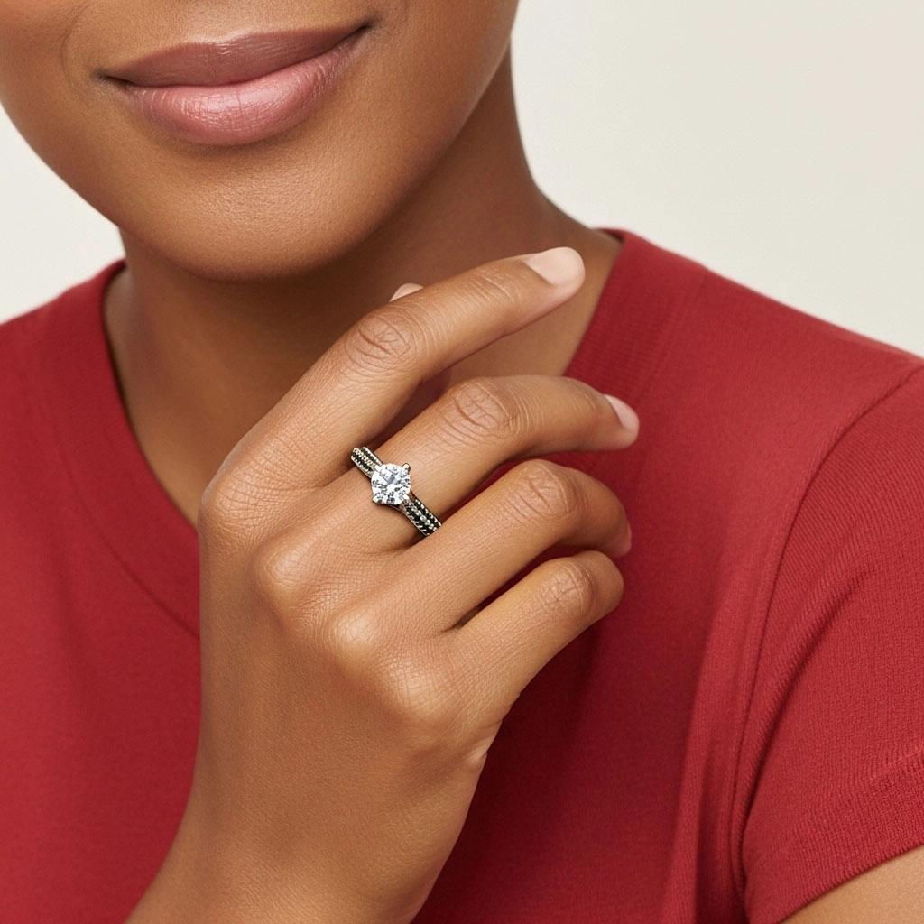 Classique Rond 1.50ct Zircon cubique Bague de fiançailles