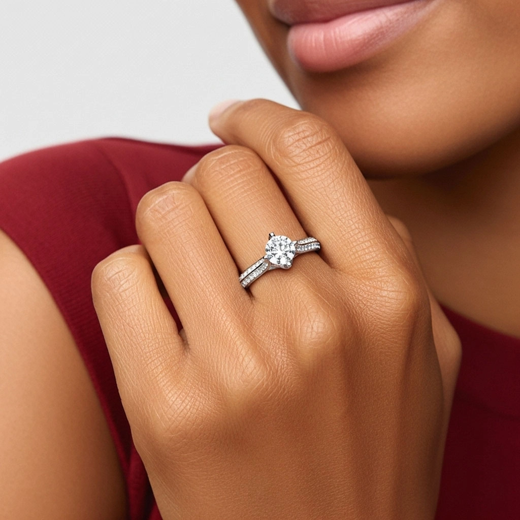 Pavé East West Engagement Ring 1.50ct Moissanite