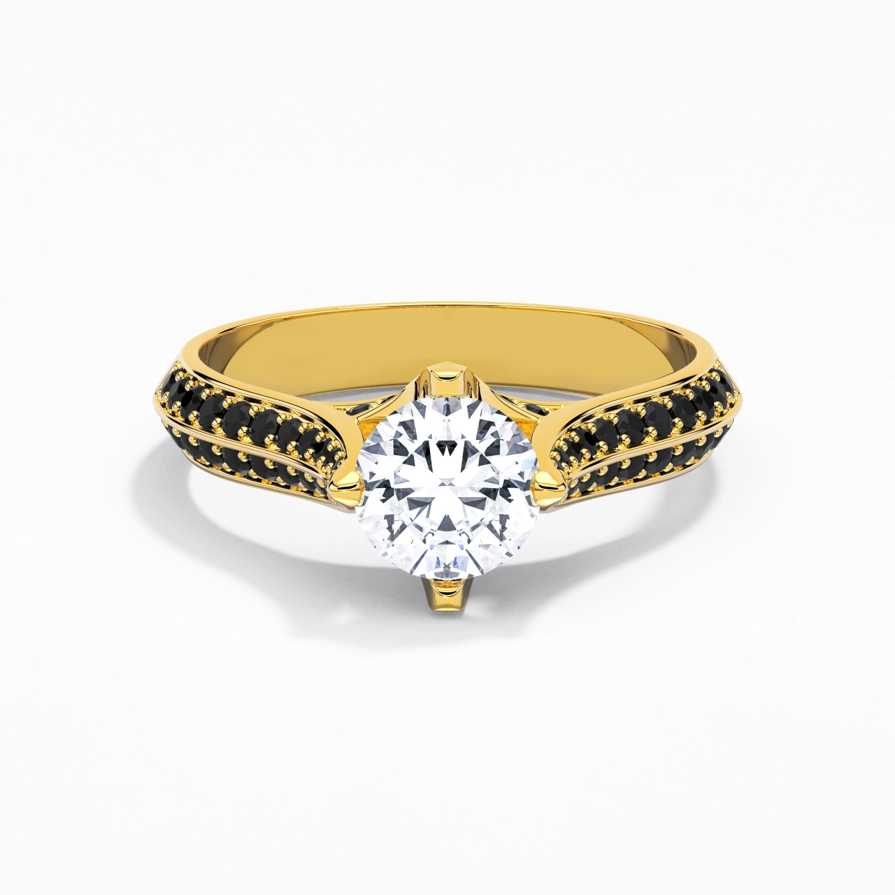 Classique Rond 1.00ct Zircon cubique Bague de fiançailles