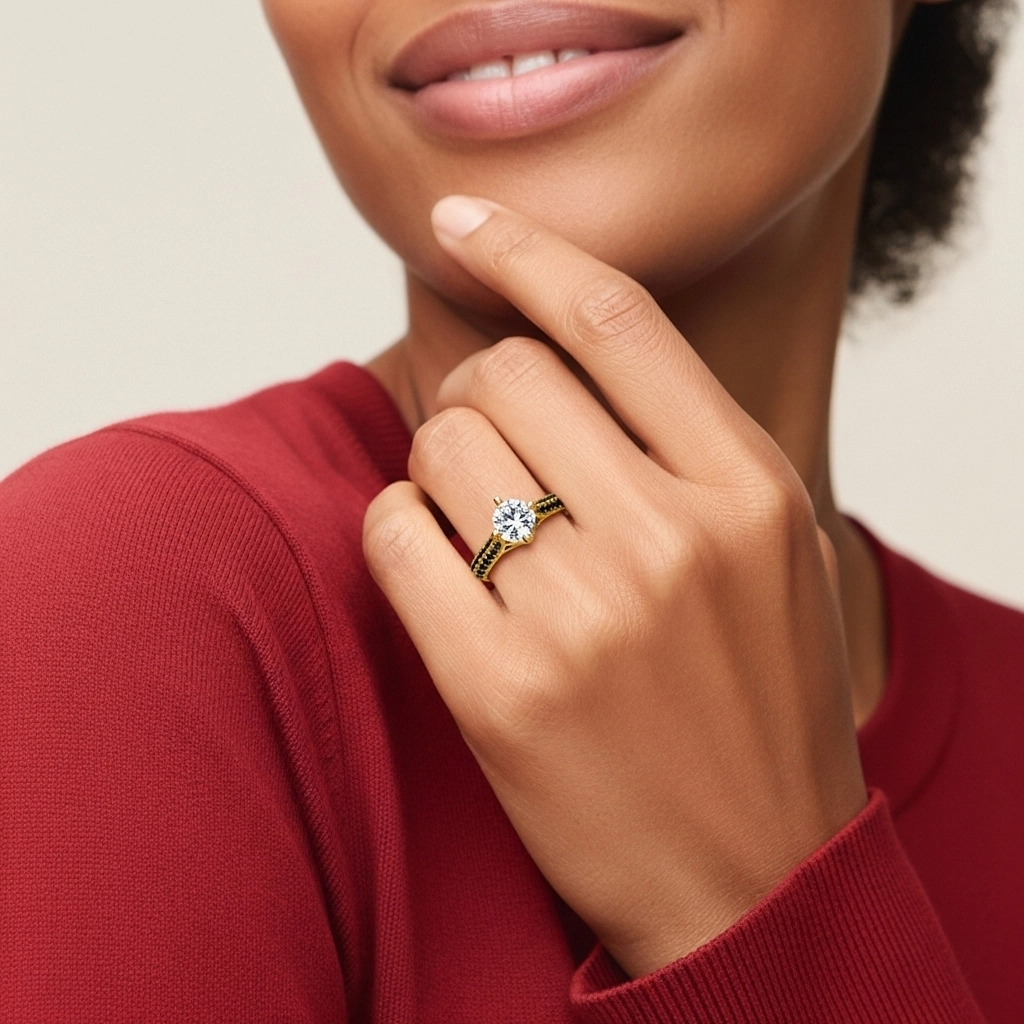 Classique Rond 1.50ct Zircon cubique Bague de fiançailles