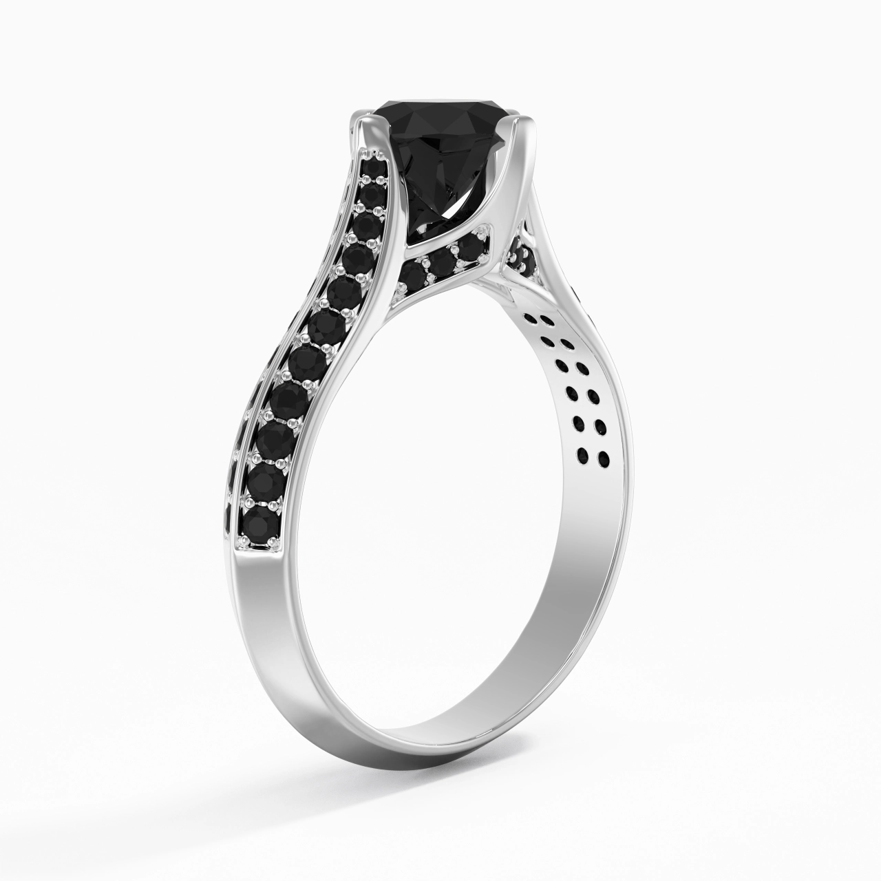 Classique Rond 1.00ct Zircon cubique Bague de fiançailles