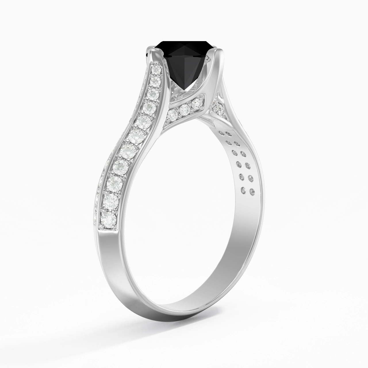 Pavé Est Ouest Bague de fiançailles 1.00ct Zircon cubique