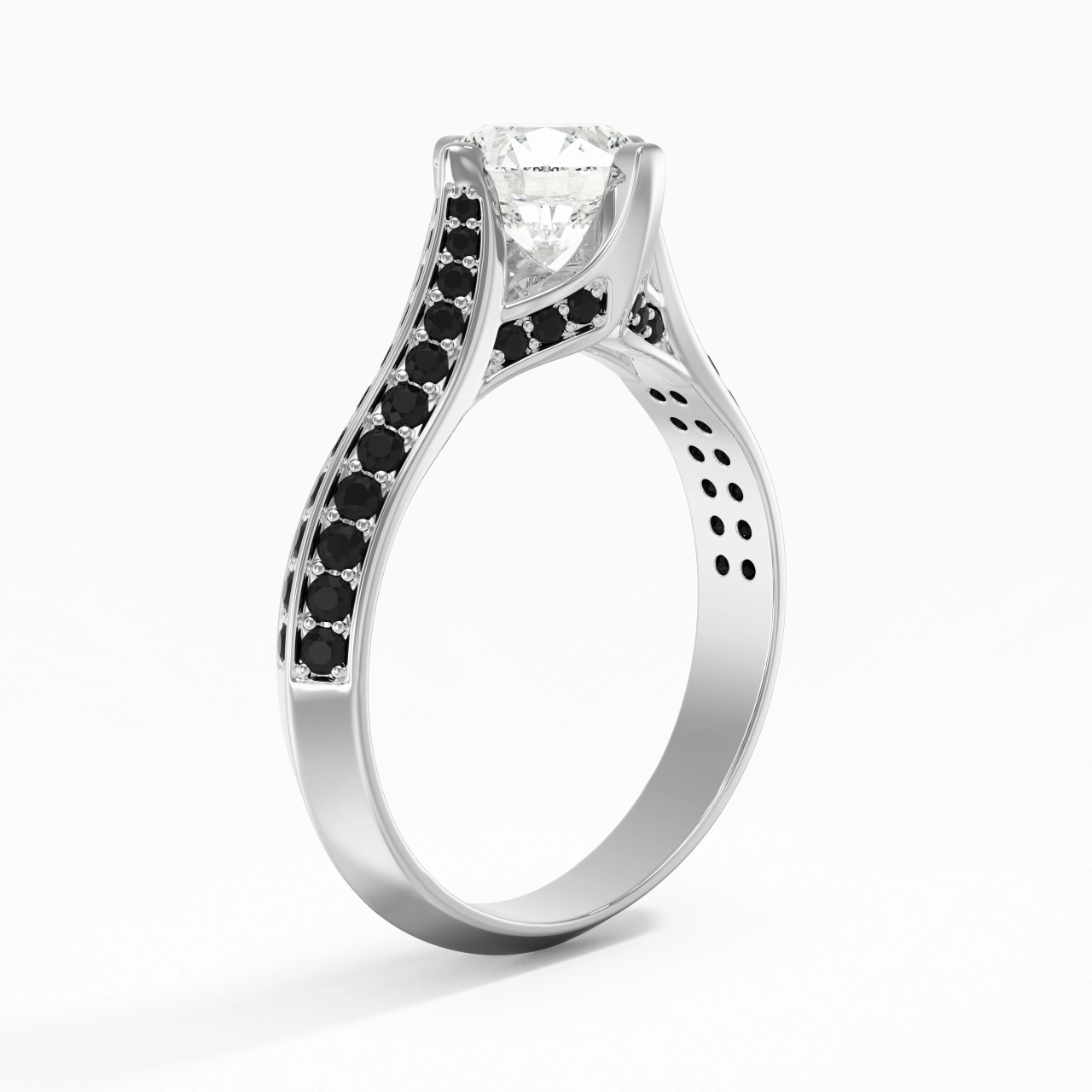 Classique Rond 1.00ct Zircon cubique Bague de fiançailles