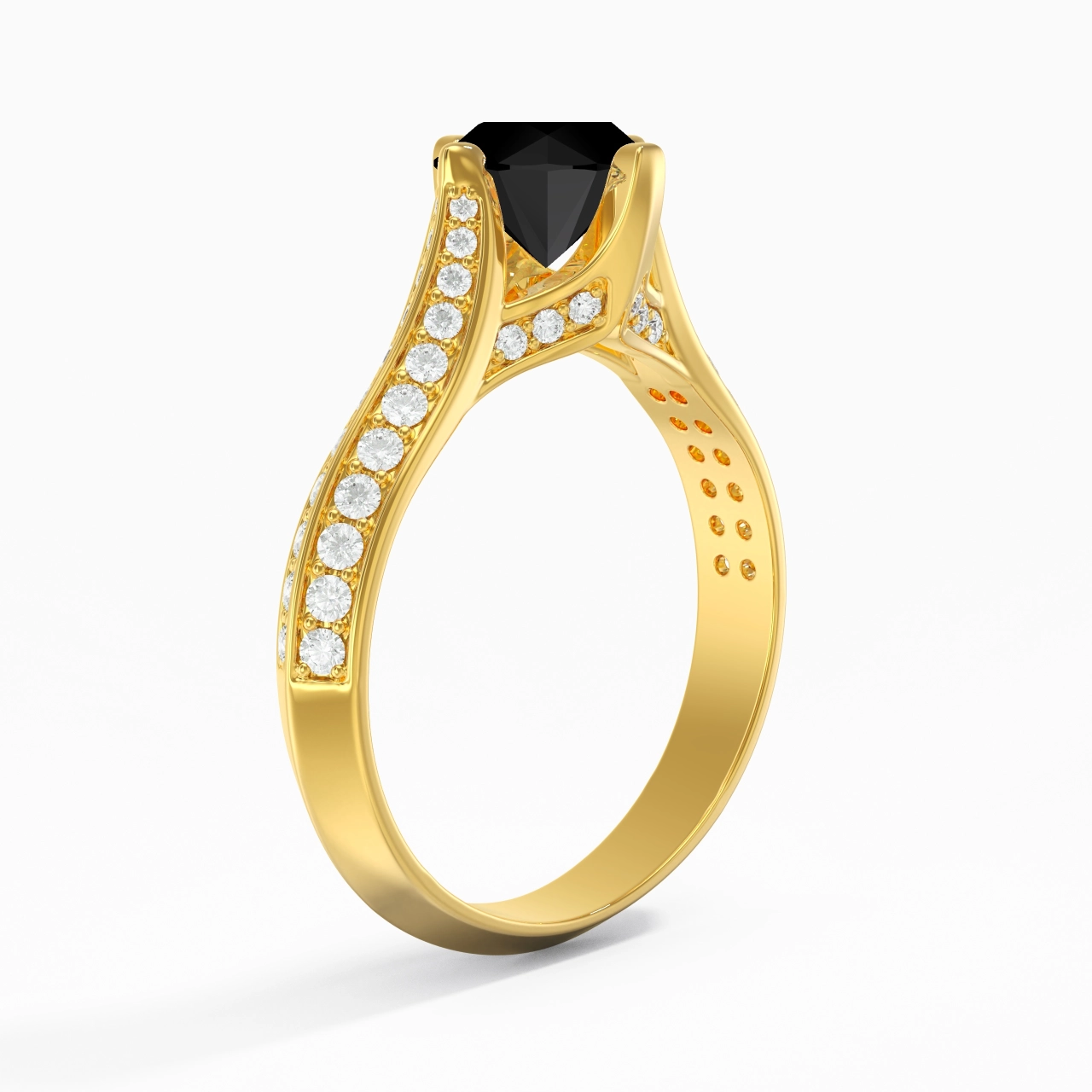 Pavé Est Ouest Bague de fiançailles 1.00ct Zircon cubique