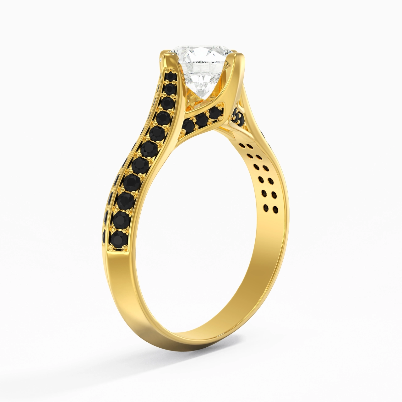 Classique Rond 1.00ct Zircon cubique Bague de fiançailles