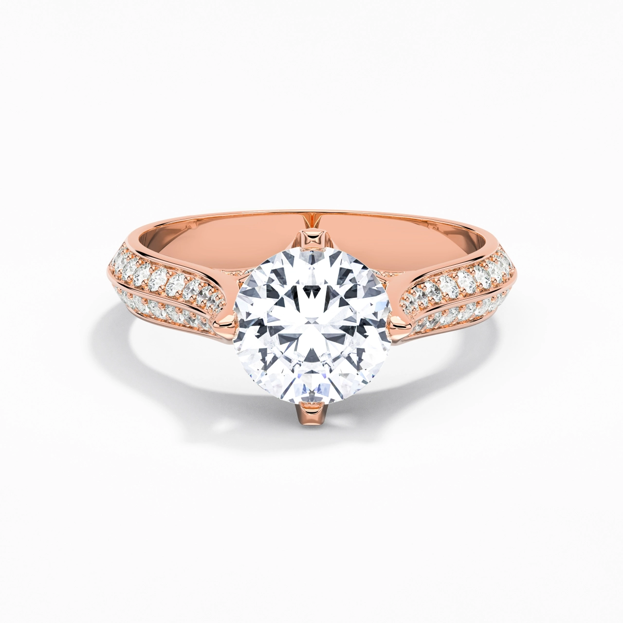 Pavé Oriente - Occidente Anillo de Compromiso 2.00ct Moissanita