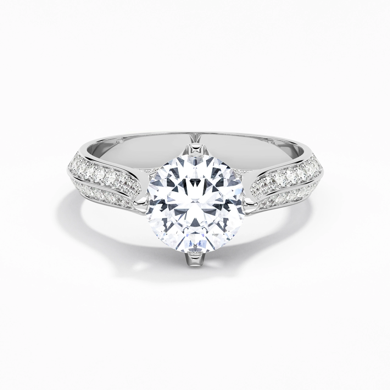 Pavé Est Ouest Bague de fiançailles 2.00ct Zircon cubique